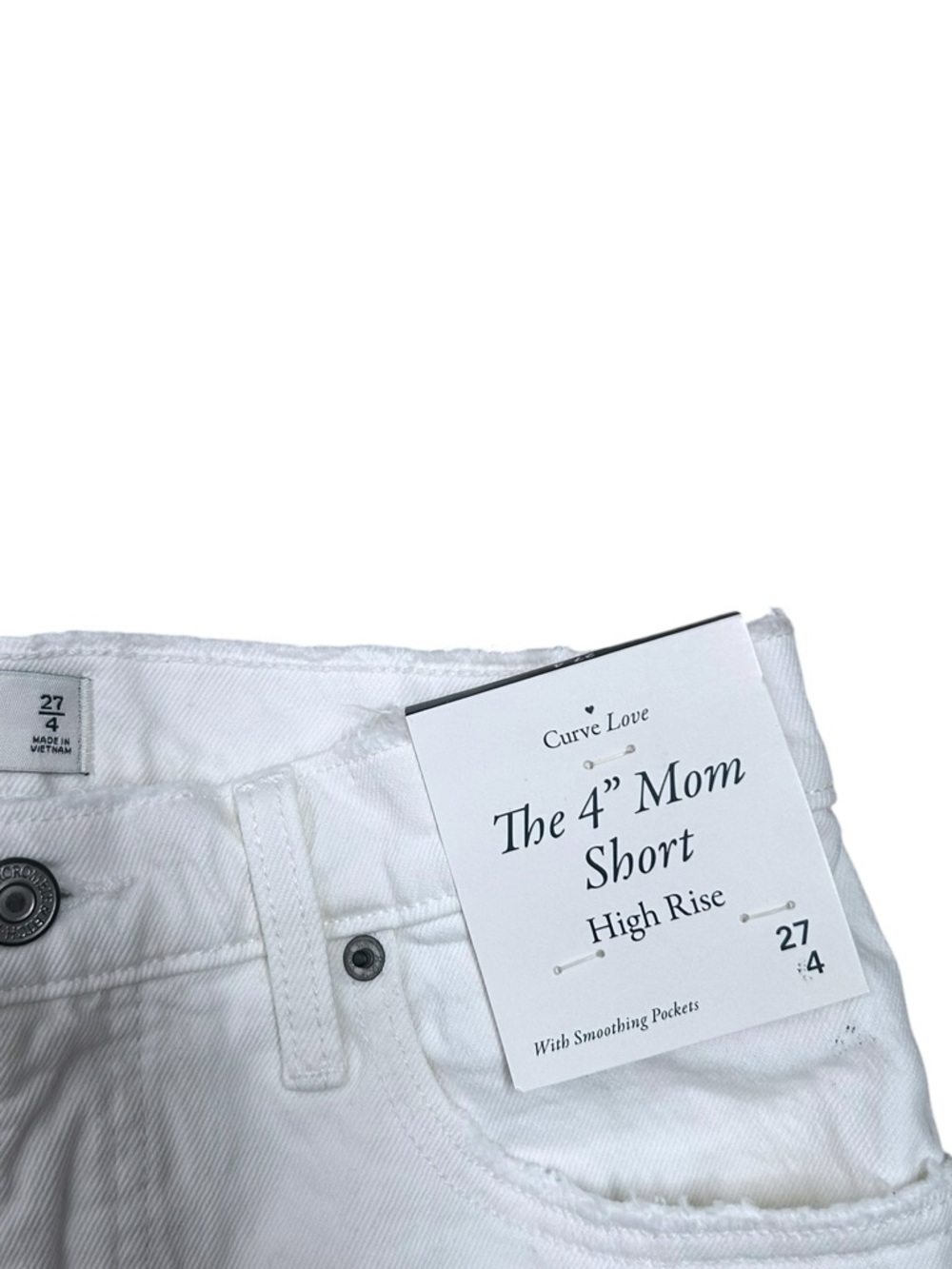 Abercrombie & Fitch Curve Love High Rise 4” White Mom Denim Shorts Size 27/4 - Picture 3 of 7